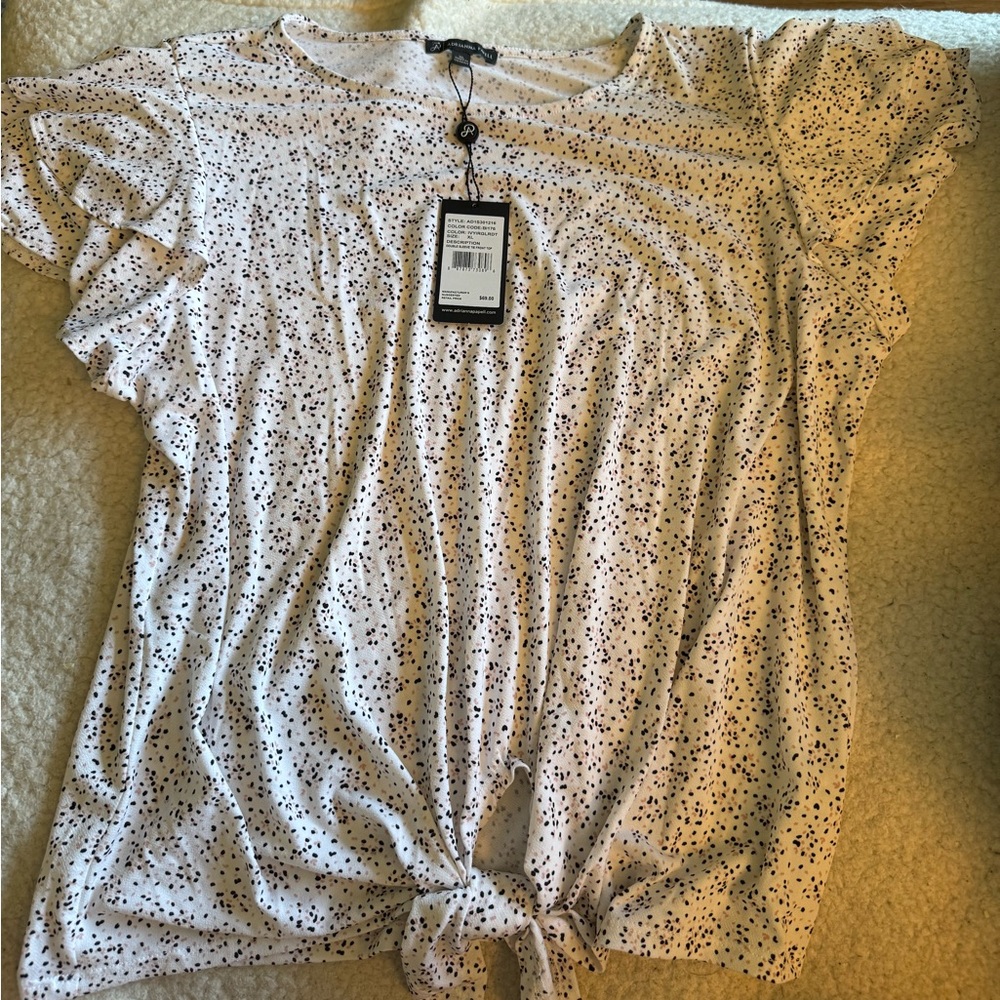 NWT Adrianna Papell Double Sleeve Tie Front Top